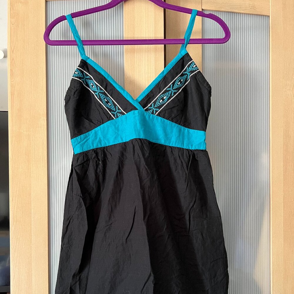 Roxy Sundress in Black with Teal Trim